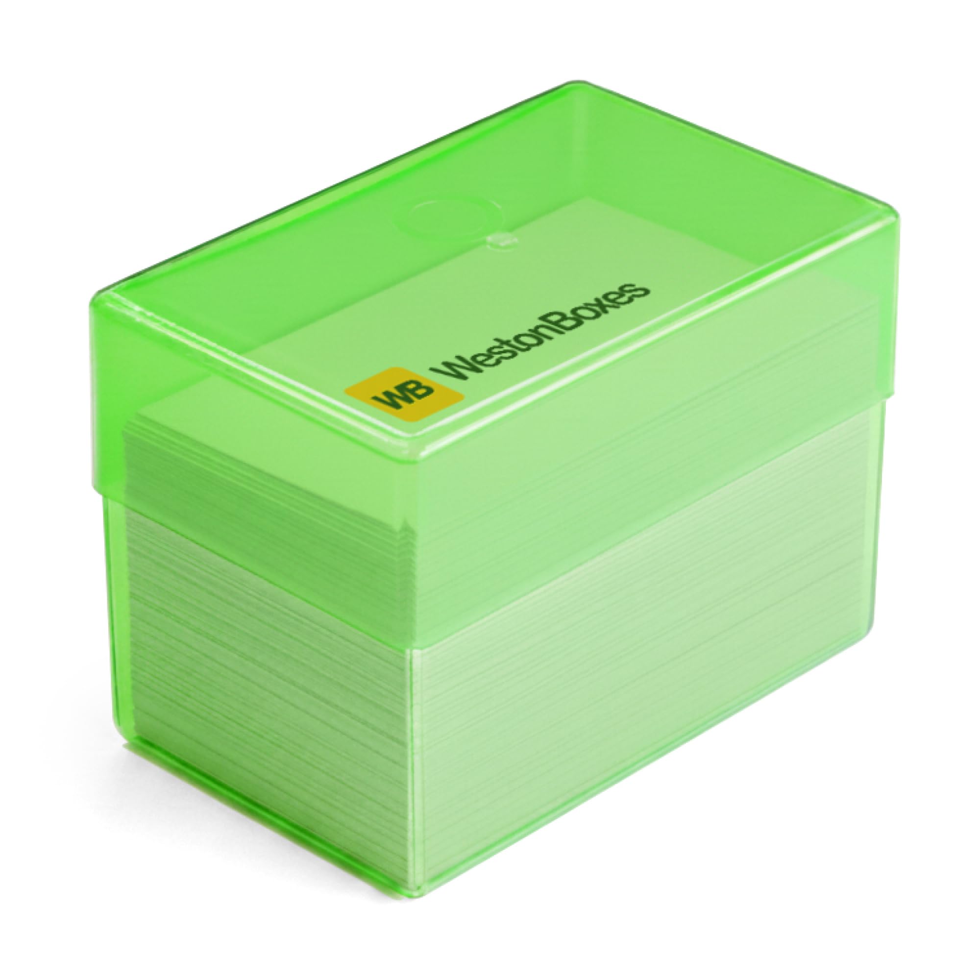 Westonboxes Green / Transparent Plastic Business Card Boxes - Holds 250 Business Cards - 70Mm Deep (Green, Pack Of 8)