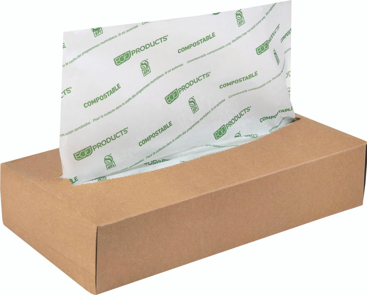 Eco-Products Odnawialny i kompostowalny papier z białego wosku 25 cm, 12 pudełek po 500 arkuszy, łącznie 6000 arkuszy, wykonany z zasobów odnawialnych, certyfikat ASTM, BPI