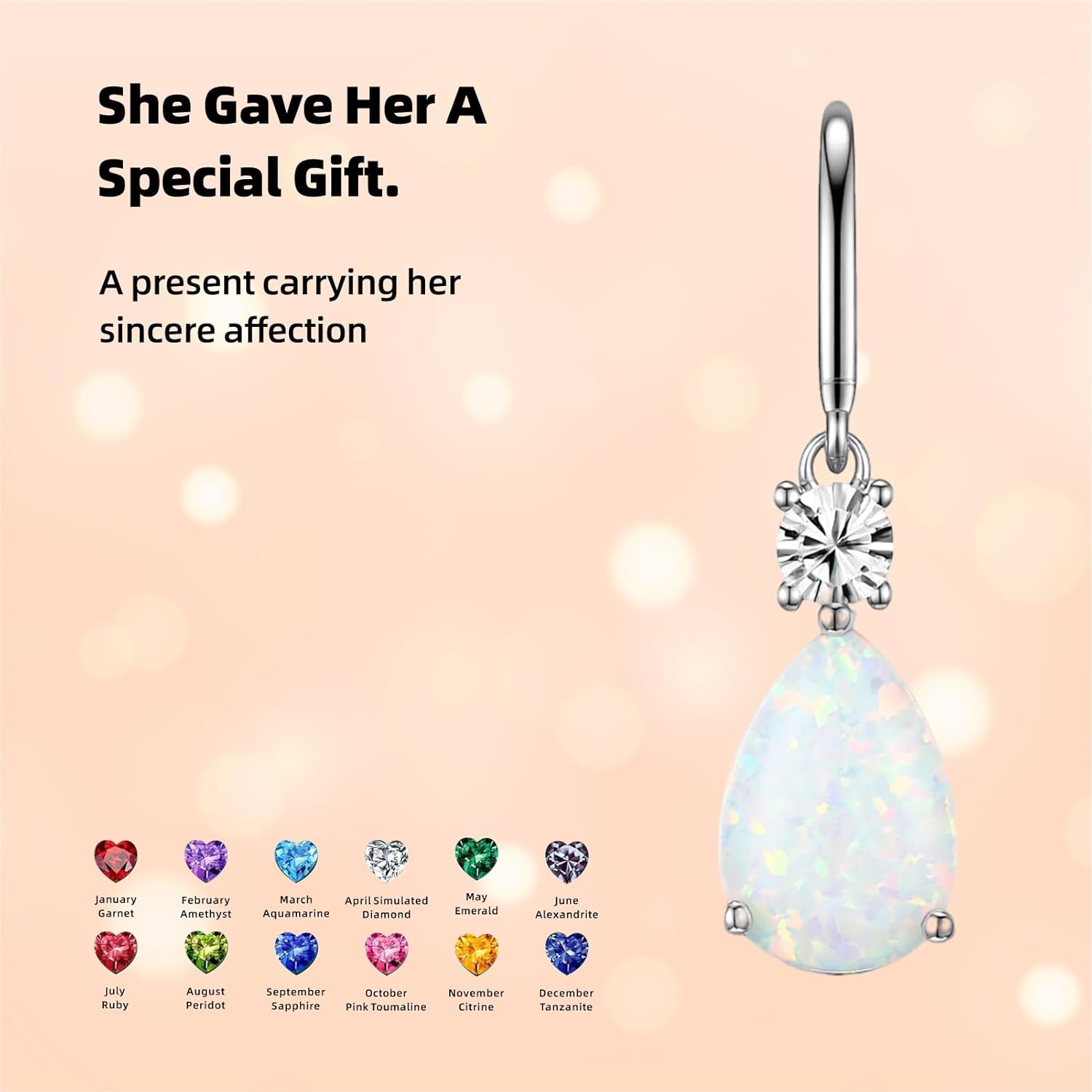 Teardrop Dangle Drop Earrings -925 Sterling Silver Birthstone Earring Jewelry Birthday Gifts for Women,Girlfriend,Wife,Mom - Graduation, Friendship,Birthday, Anniversary - Image 3