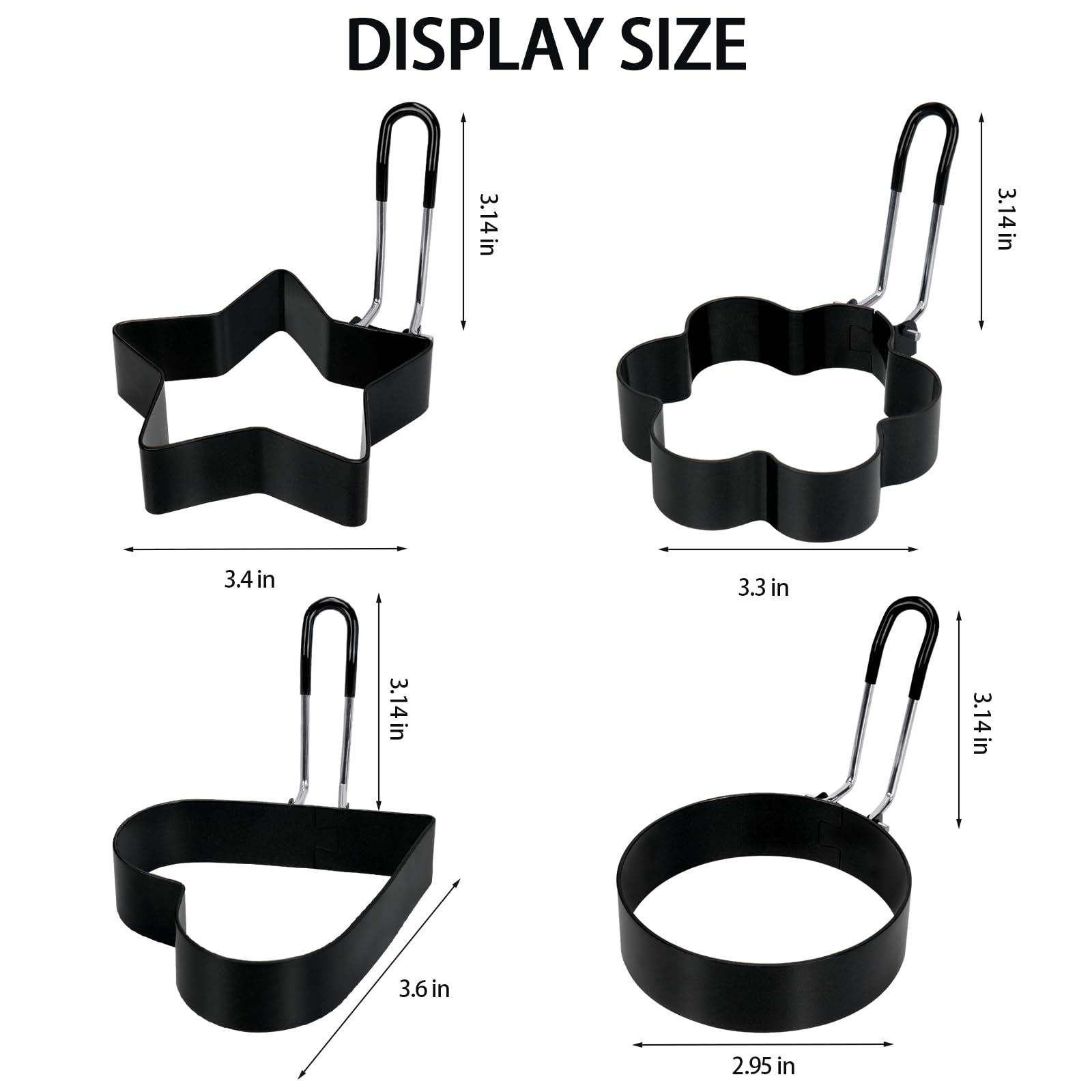 Paquete de 6 anillos para huevos, anillos de acero inoxidable para cocinar huevos, molde redondo para panqueques para freír huevos, tortillas y magdalenas, anillo antiadherente para molde de huevo 7