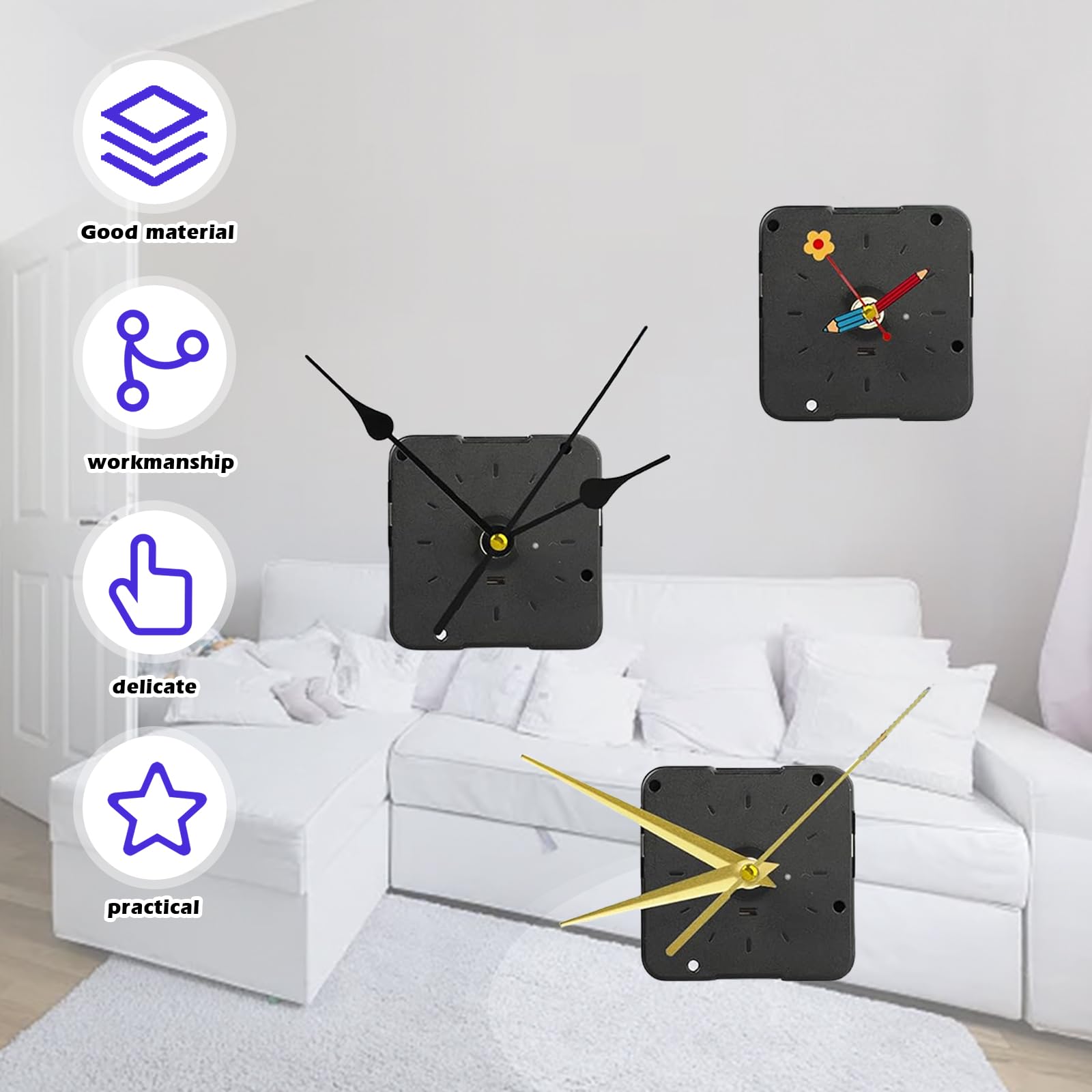 Kit Movimento Per Orologio Da Parete - 7 Pezzi Con Lancette, Meccanismo Al Quarzo Silenzioso