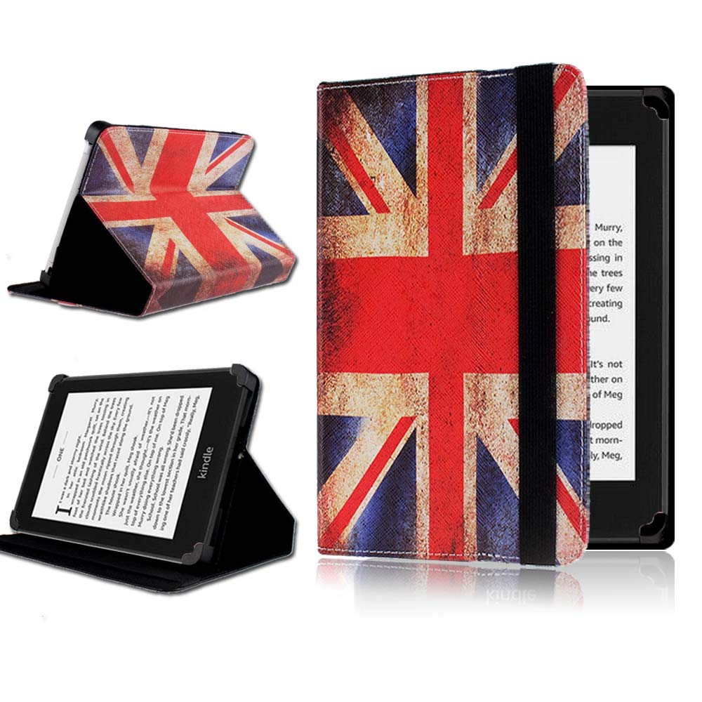 FINDING CASEFit All-new Amazon Kindle Leather Cover (4th Generation,2011 Releases)-PU Leather Smart Shell Cover Case for Amazon Kindle 2011 E-reader Union Jack Owl Pirate
