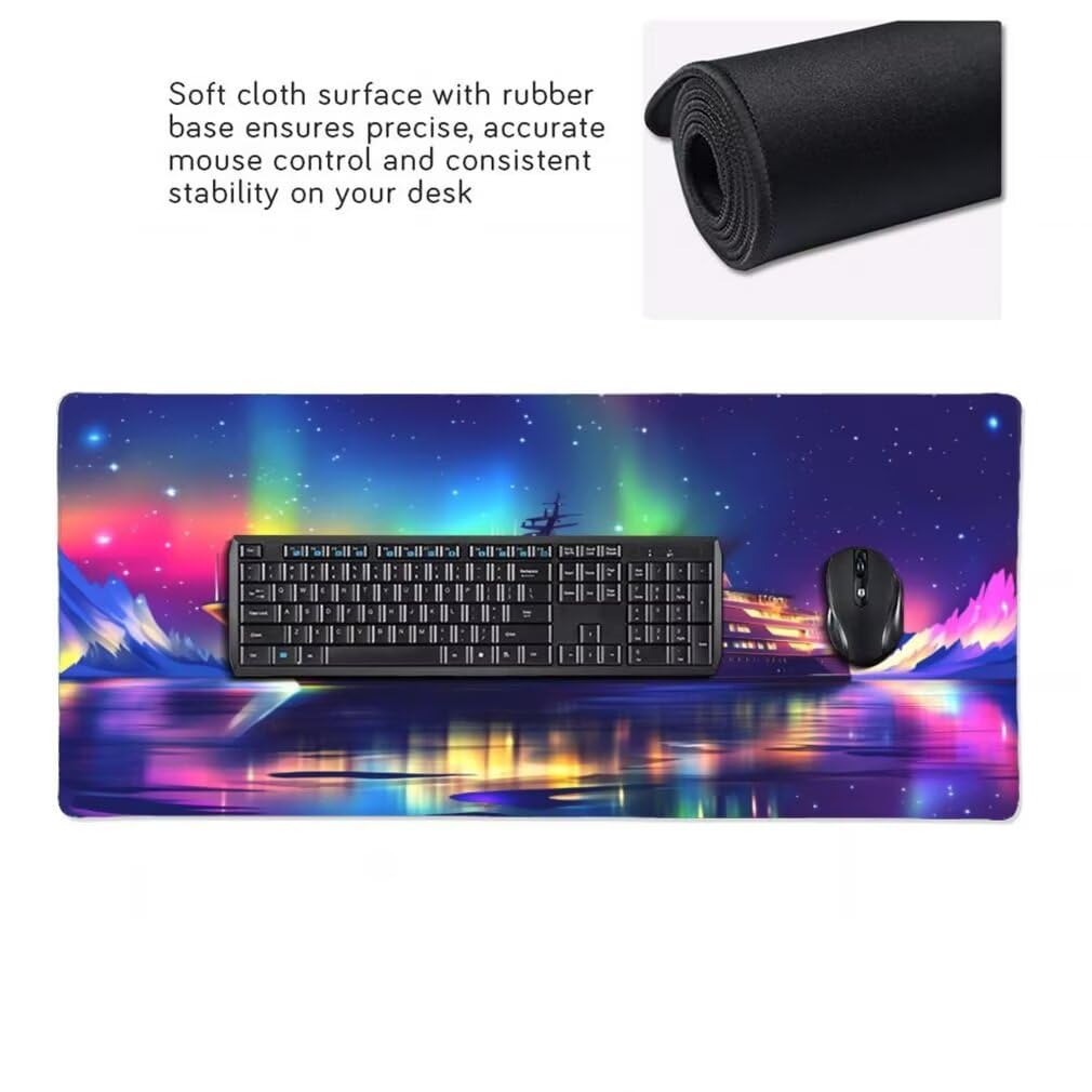 Tappetino Mouse XXL 1000x500mm Nave da Crociera Grande Mouse Pad, Tappetino Scrivania Grande Mousepad Gaming con Bordi Cuciti, Tappeto Scrivania con Base Antiscivolo (Cielo Stellato) -MP1588