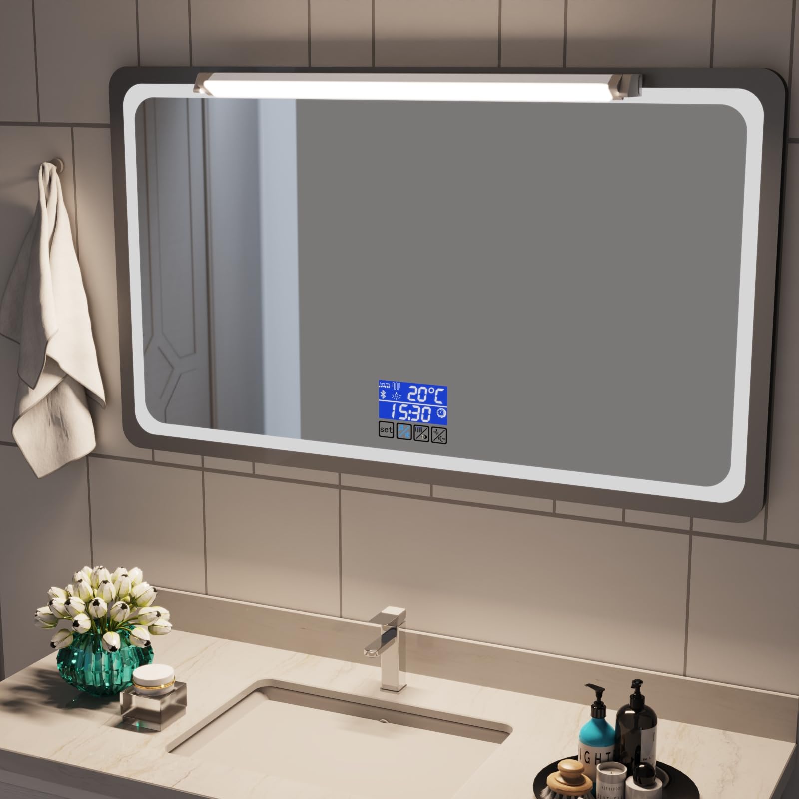 ENUOTEK Luce LED Sottopensile Cucina, Barra LED Sottopensile 545MM 2 Pezzi Dimmerabile, 3 Colori di Luce Regolabili 3000K 4000K 6500K Luci, 8W 750Lm, Per la Cucina e il Bagno, Funzione di Memoria