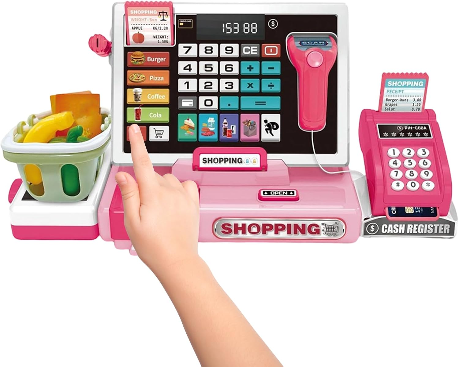 Child Recorder With Calculator For Kids,Supermarket Simulation Game - Learning Recorder Including Scanner and Calculator,For Boys and Girls 4 to 6 Years Old Math Game