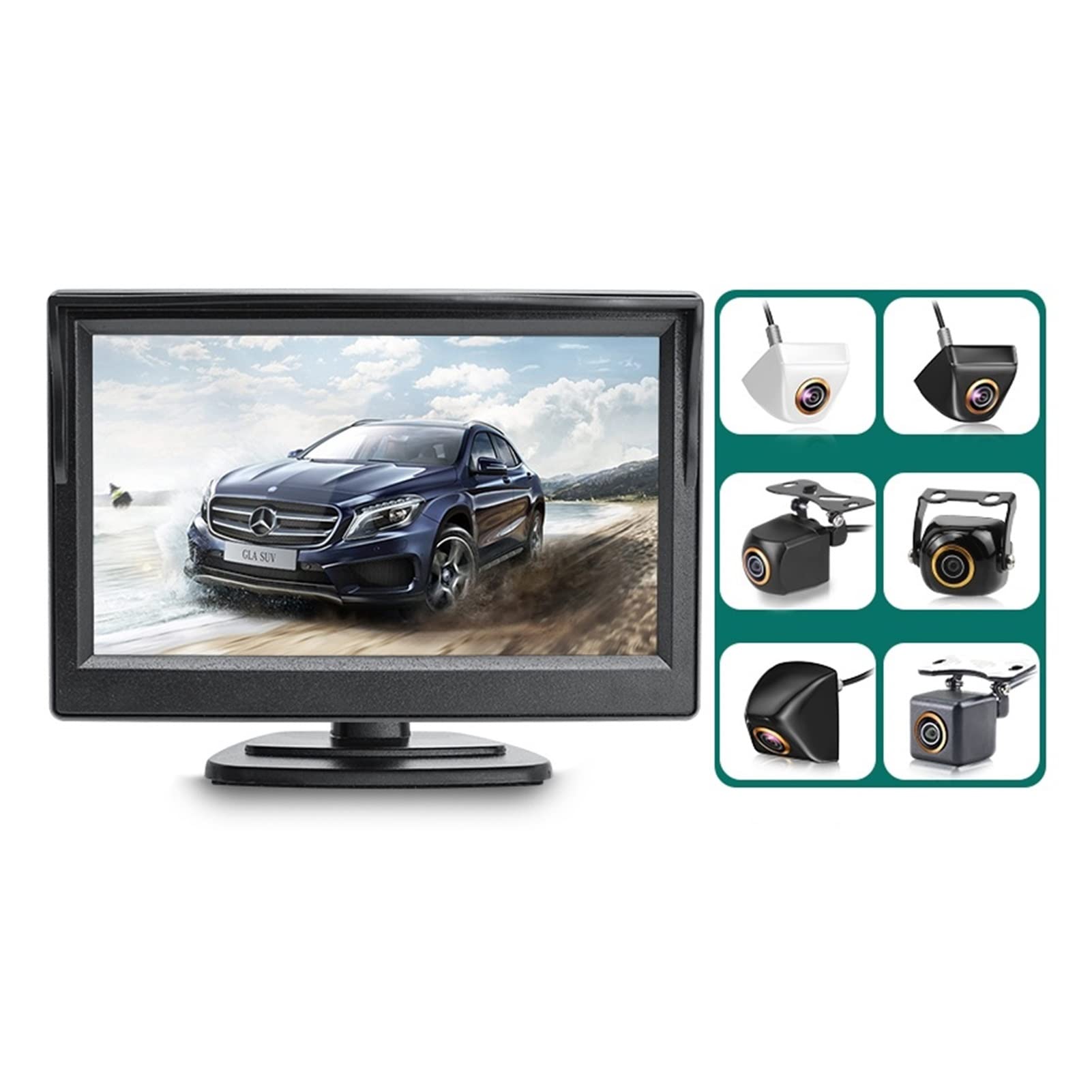 Nawigator GPS, 5 cali AHD 4. Pin Monitor samochodu dla 1080p High Definition 170 stopni Night Vision Pojazd Widok z tyłu Kamera Łatwa instalacja(AT502-GAHD818)
