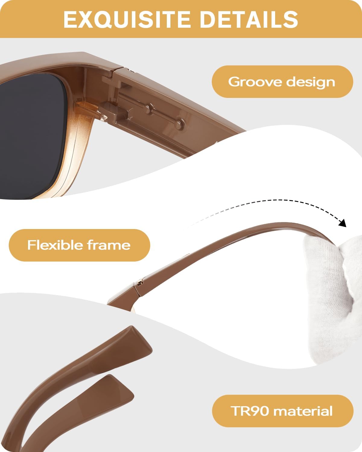 Meeloog Polarized Fit Over Glasses Sunglasses for Women UV Protection, Trendy Square Wrap Around Shades for Driving Riding - Image 4