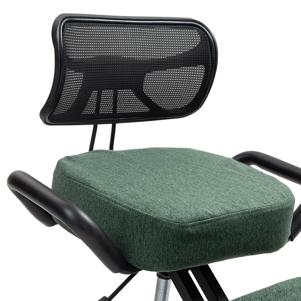 Suguri Silla ergonomica rodillas para oficina el hogar y la hecho de cuero ecológico. Kneeling chair para el dolor de espalda, active posture. Cubiertas intercambiables incluidas. Verde botella