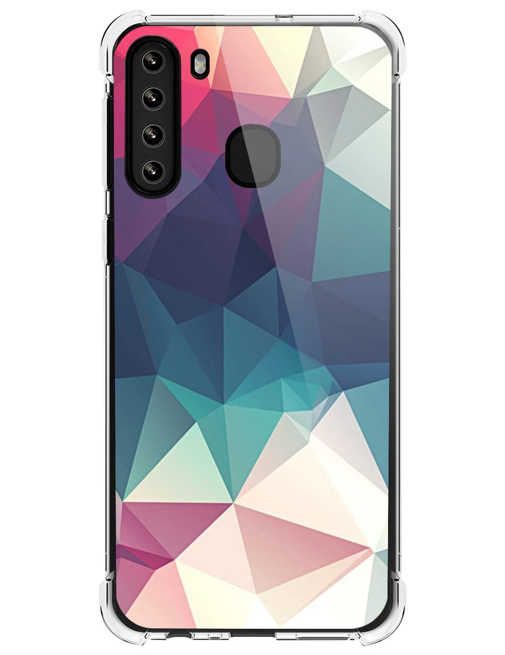 Croazhi Clear Case Compatible with Samsung Galaxy A21 Phone Case Silicone Protective Cover Thin Transparent TPU with Pink Flower Marble Design Waterproof 360 Bumper for Galaxy A21