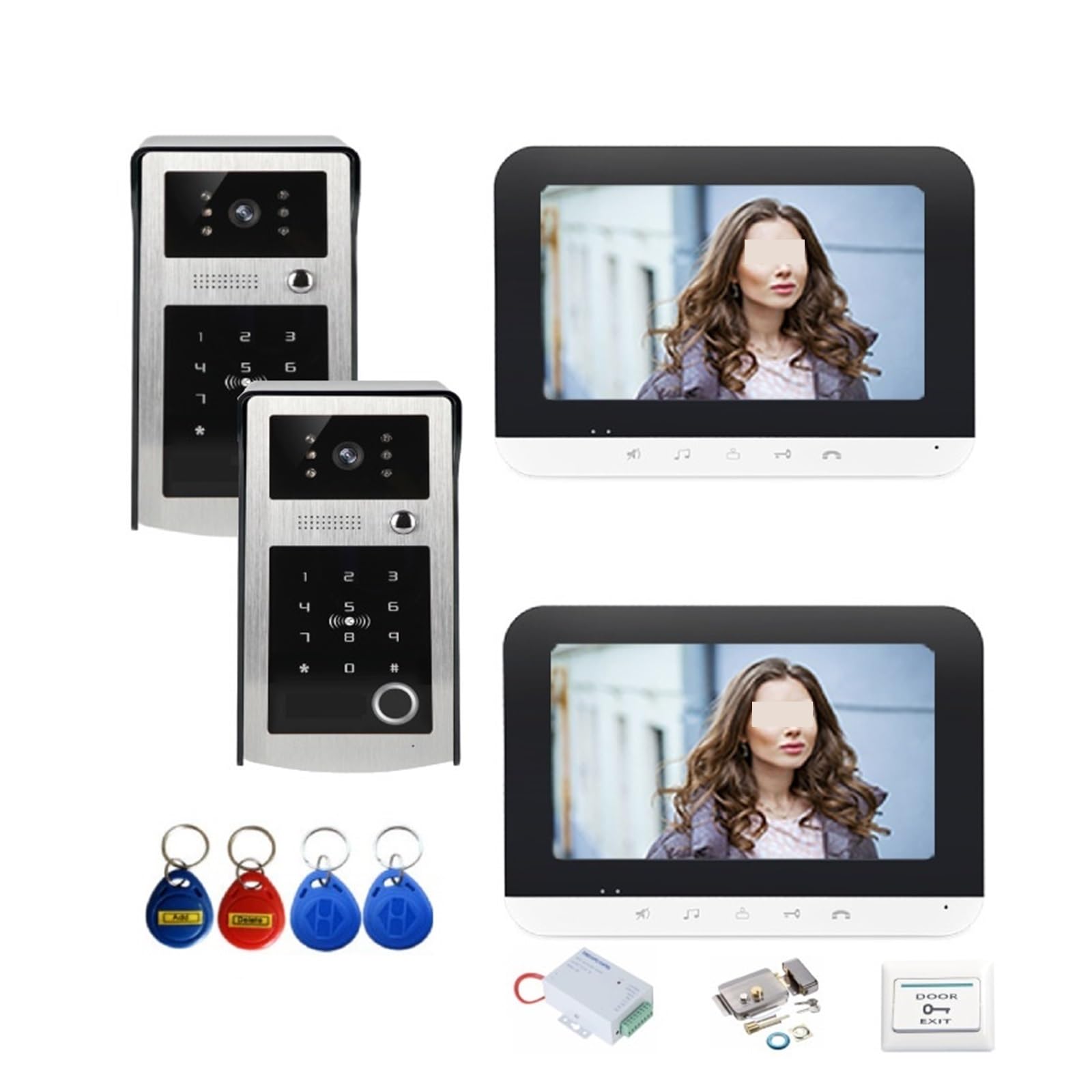 Sonnette sans fil Interphone IP WIFI Sonnette Vidéo Intelligente Empreinte Digitale Et Mot De Passe Et RFID Déverrouiller L'accès À La Porte Système De Visiophone pour le bureau de l'école à domicile