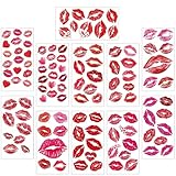 Lot de 11 autocollants à lèvres rouges - Tatouages temporaires pour adultes - Autocollants décoratifs imperméables pour le corps, le cou, les jambes, le visage, la poitrine - Pour la Saint-Valentin