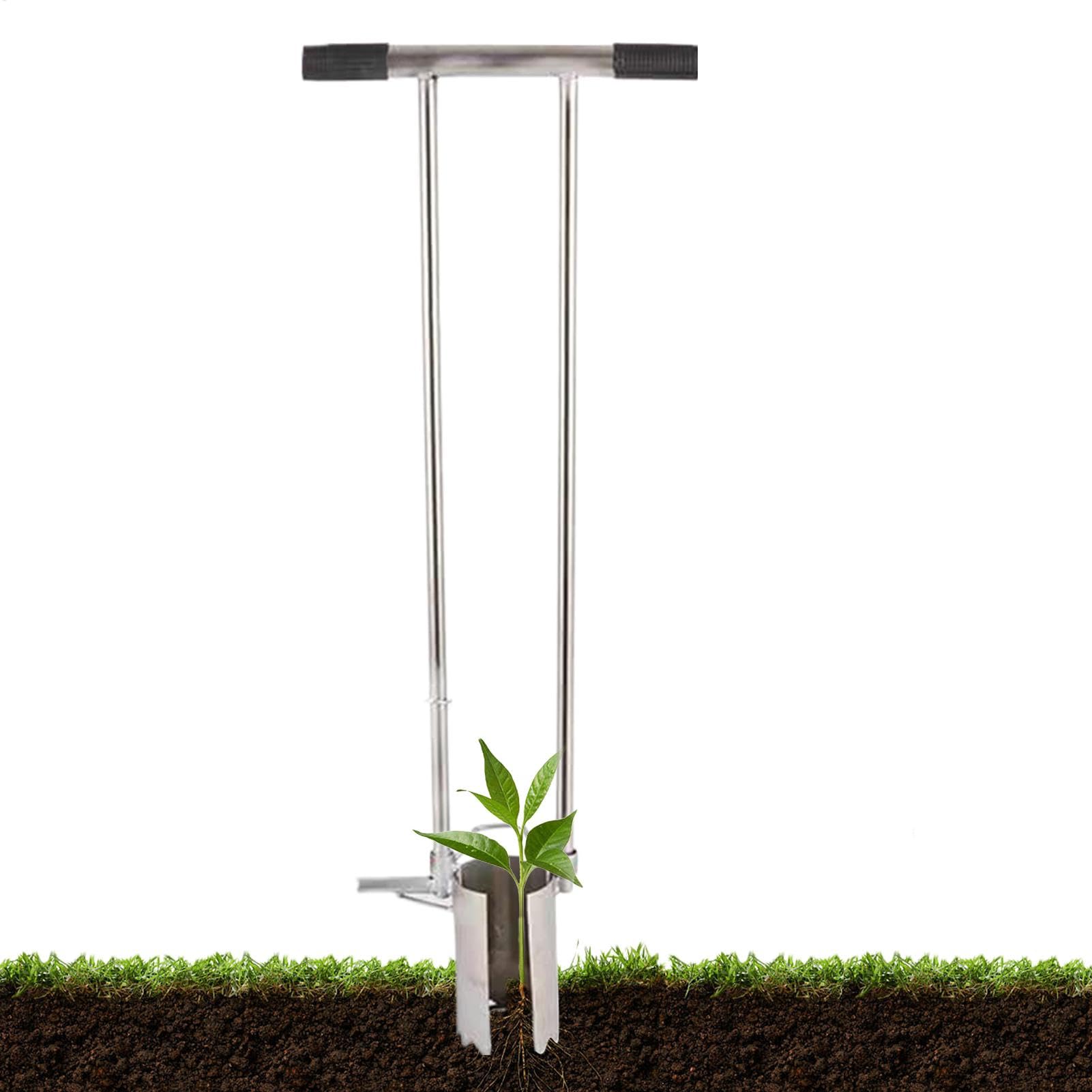 Strumento per piantare bulbi con manico lungo, trapiantatore di bulbi | Trapianto di piante a manico lungo per giardinaggio - Strumento per piantare piccoli bulbi, comodo diserbante per