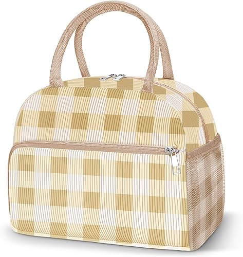 Coobiiya Bolsa de almuerzo para mujeres y hombres, lindas bolsas de almuerzo de corduroy con aislamiento térmico reutilizables, bolsa de almuerzo de