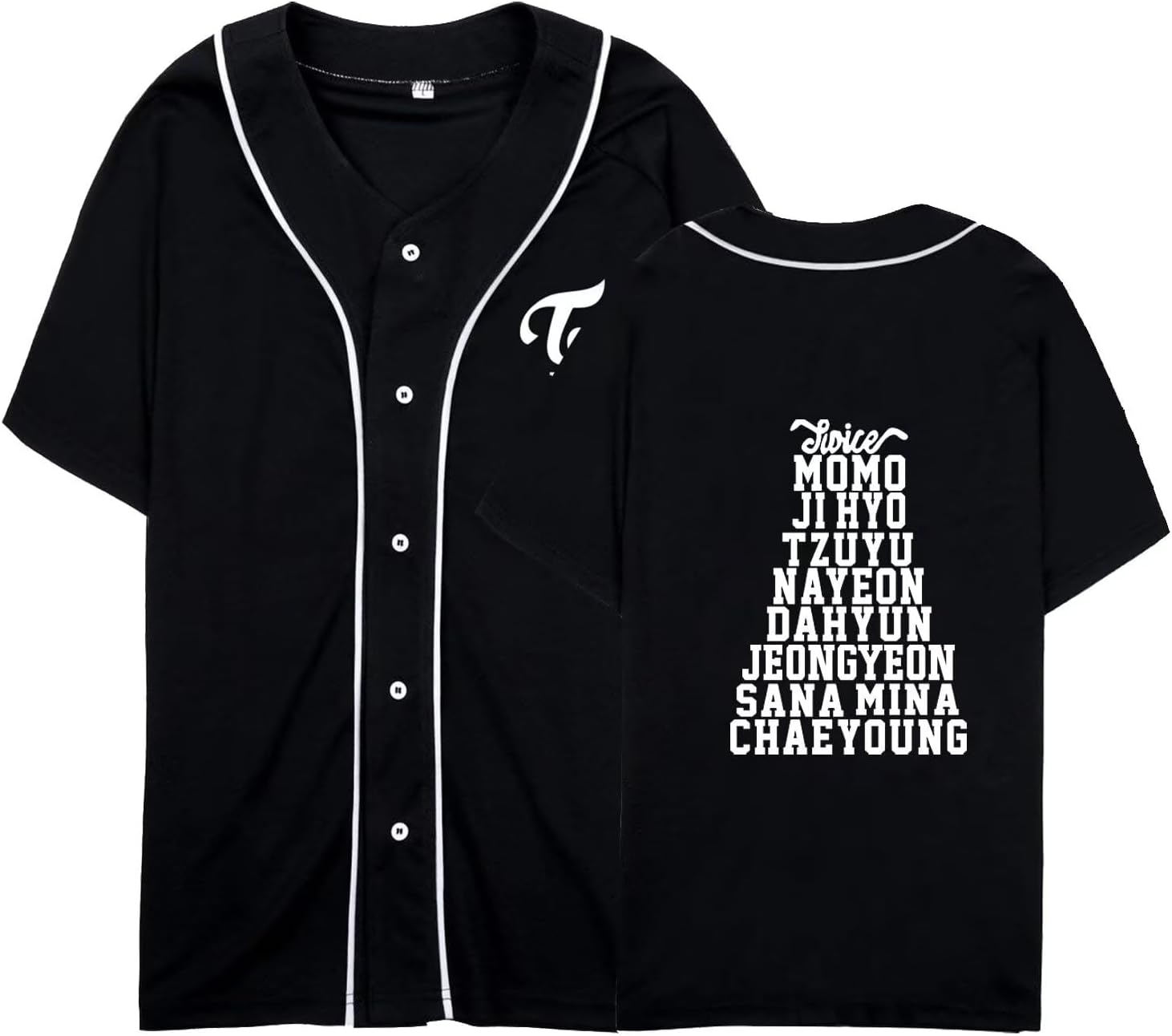 FUJUTANG Twice Baseball Jersey Tzuyu Mina Momo Sana Dahyun Chaeyoung V Neck Hip-Hop T-Shirt