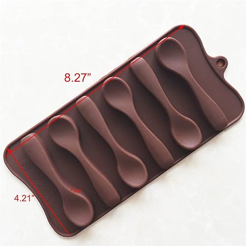 Miniatura 2 de Elome Molde de silicona para chocolate en forma de cuchara, 1 bandeja para cubitos de hielo para hornear, jabón, vela, fondant, decoración de pastel