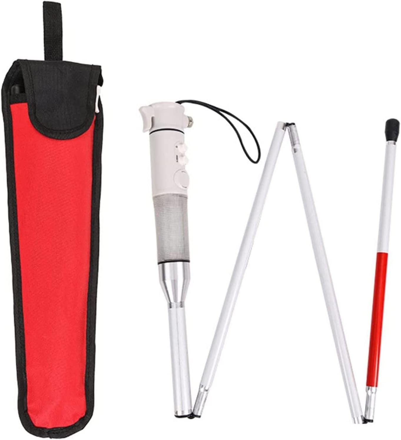 Smart Walking Cane Blind Crutch - akustooptyczna elektroniczna ślepa laska - składana laska starsza laska LED do chodzenia zaufane kije - pomoc dla osób niedowidzących trzciny