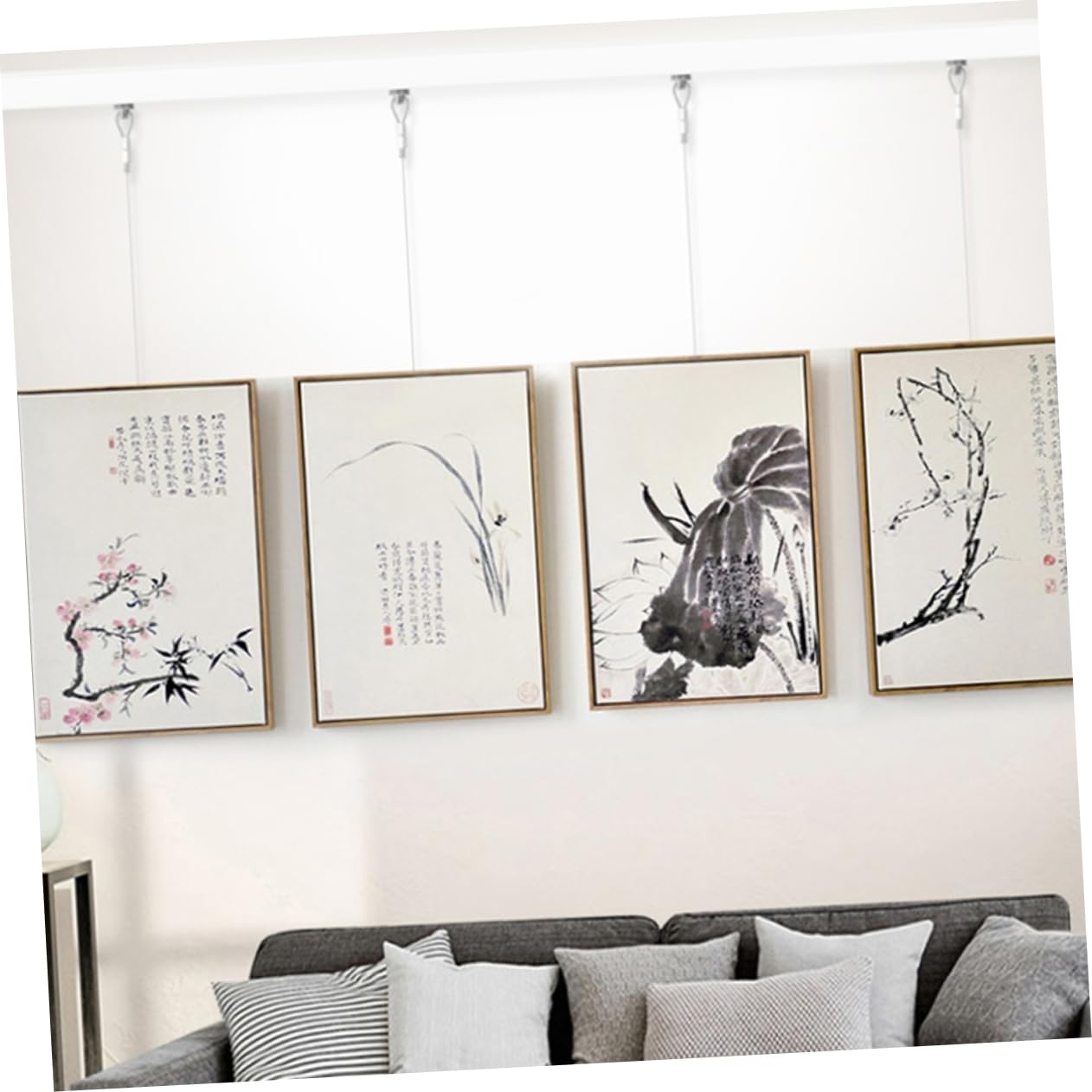 Amazon.co.jp: ETHZZLE ステンレス鋼製絵画吊り紐セット4本 額縁用