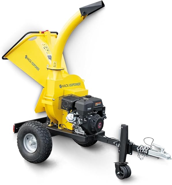 BAMATO BAMATO Benzin-Holzhäcksler HACK-150POWER mit E-Start | 9,0kW Leistung &420ccm | 360° drehbarer Auswurfschacht | Revesierstarter & E-Start | Gartenhäcksler Holz-Häcksler Garten-Häcksler — Häcksler