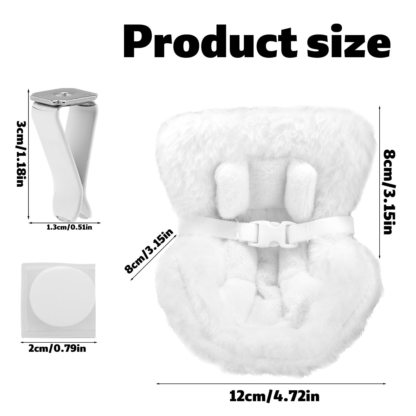 Car Seat for Dolls, White Furry Doll Car Seats with Clip & Seat Belts Soft Decorative Doll Cushions for Display