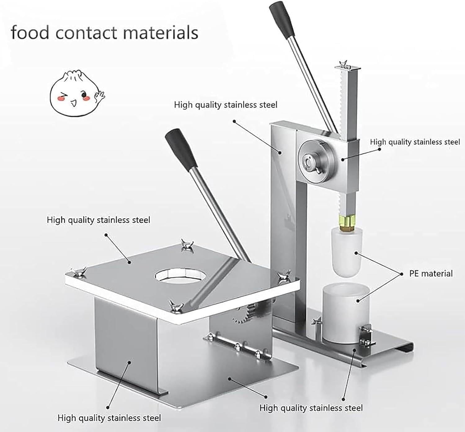 UMJIGF Commercial Baozi Maker,Manual Bun Making Machine, with 3 Molds Bun Dumpling Maker for Pressing Dough Making Buns, Baozi Making Mold for Cooking Cream Buns Steamed Buns,L