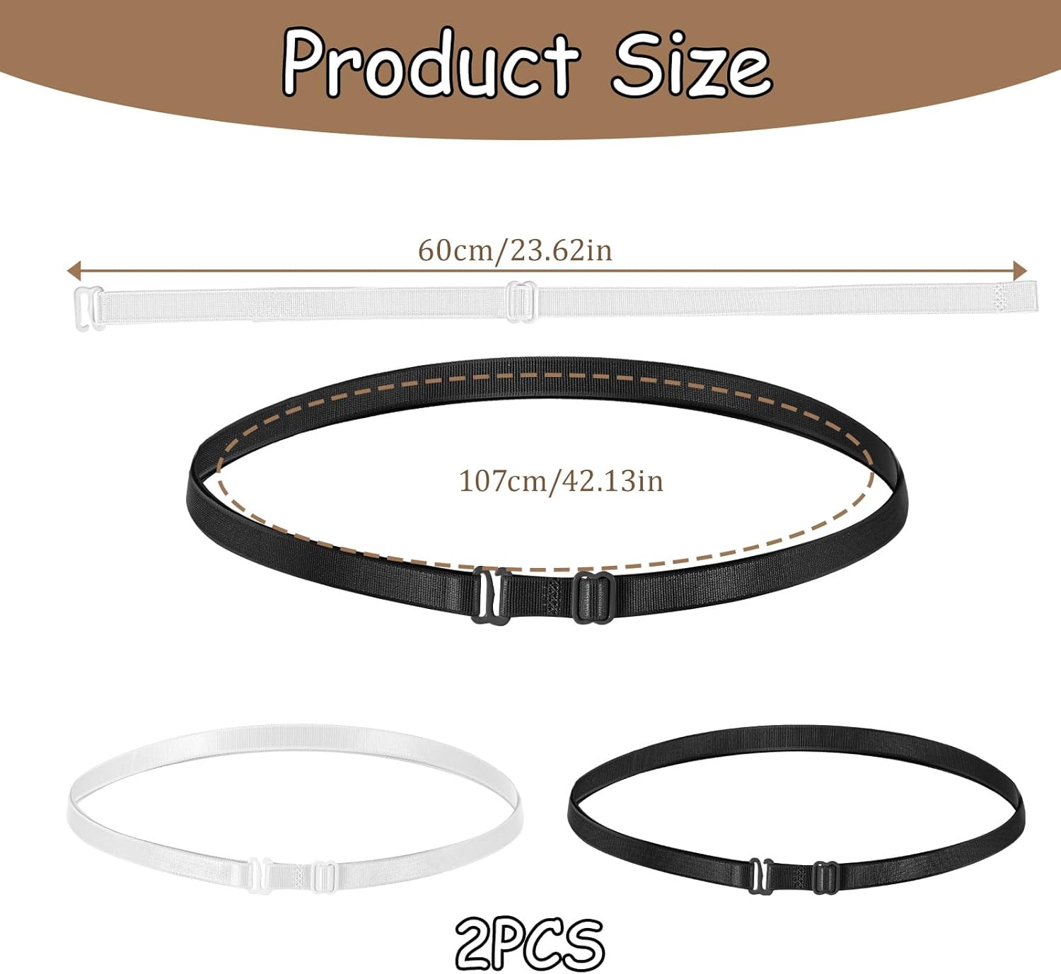 2 PCS Adjustable Crop Top Band Shirt Tuck Band Women Stretchy Invisible Crop Top Bands Waist Belt for Sweaters Tucking Shirts (Black White) - Image 2