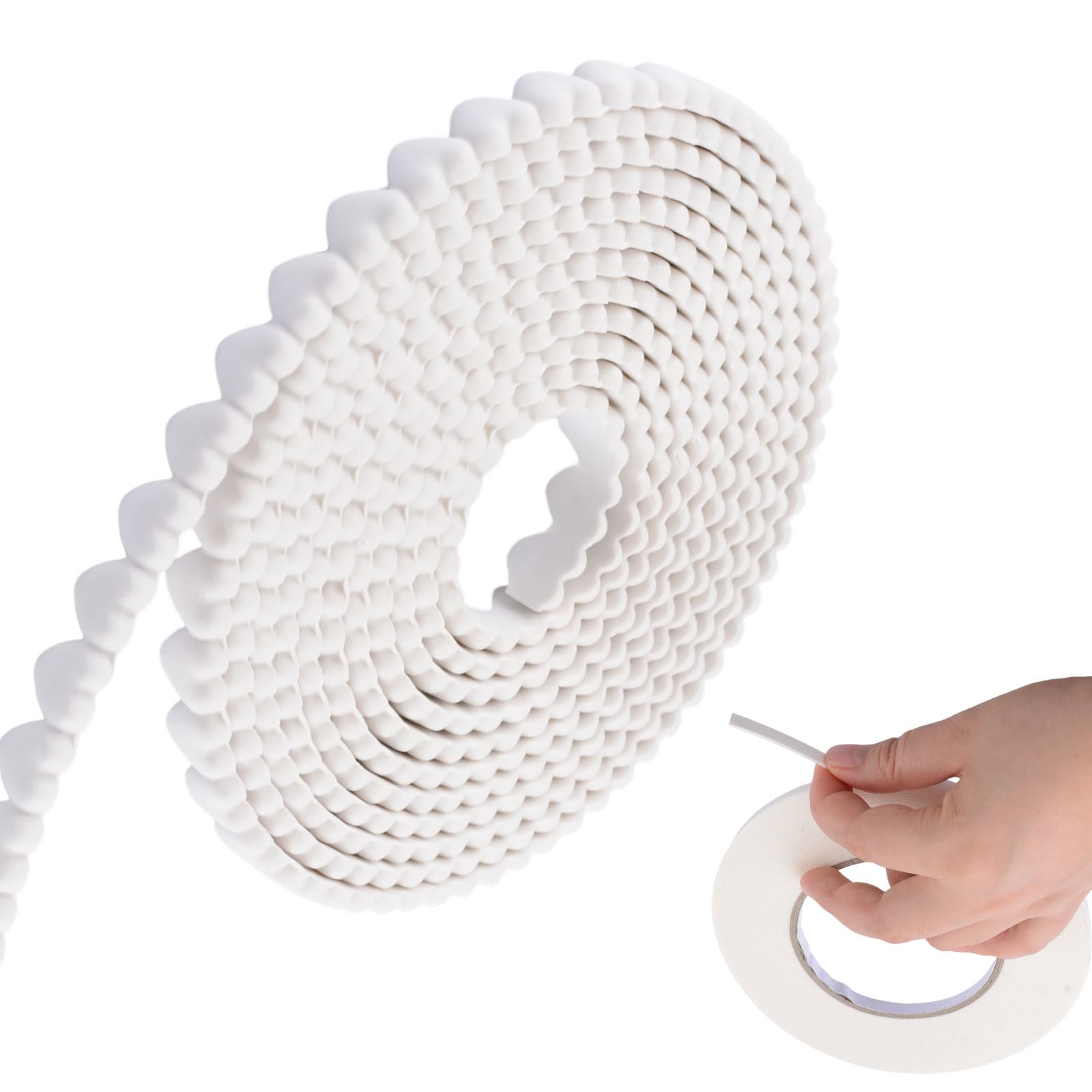 MOROBOR Flexible Molding Trim, 1 Pack Unfinished 3D Self-Adhesive DIY White Moulding Trims Paintable Heart Shaped Wall Peel and Stick Trim for Mirror Cabinet Shelf Window Door Decor/9.84ft x 0.47in
