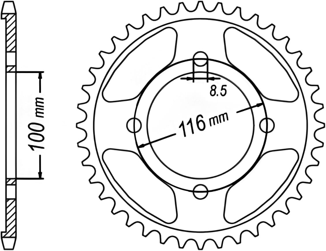 428 Motorcycle Chain and Sprocket Kit compatible with Kawasaki KX100 1998-2021 (428 Chain Conversion Kit)