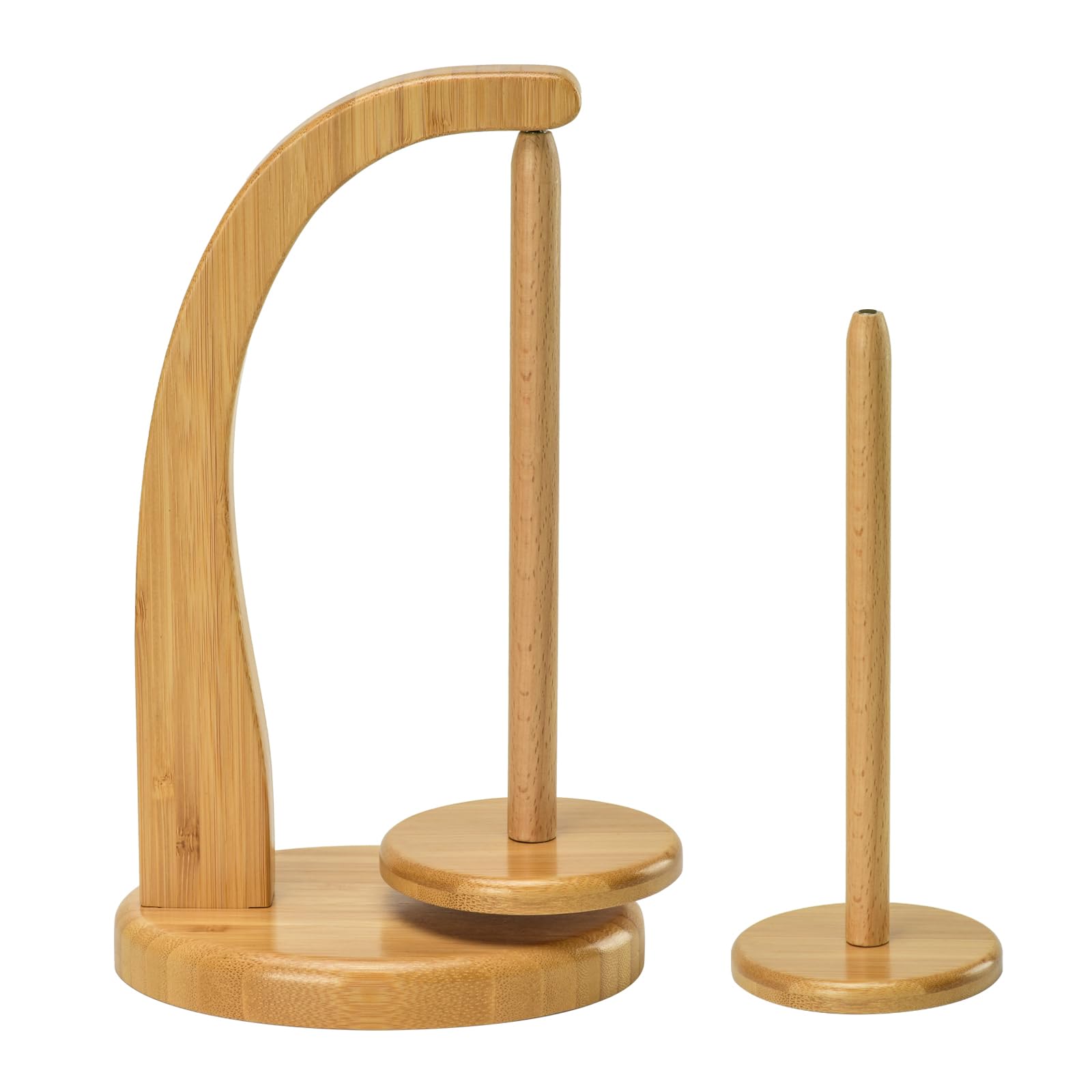 Garnhalter mit 2 Spindeln zum Stricken und Häkeln, Häkelgeschenk für Strickliebhaber, Holzgarnspinner zum Häkeln (Original-Bambusfarbe)