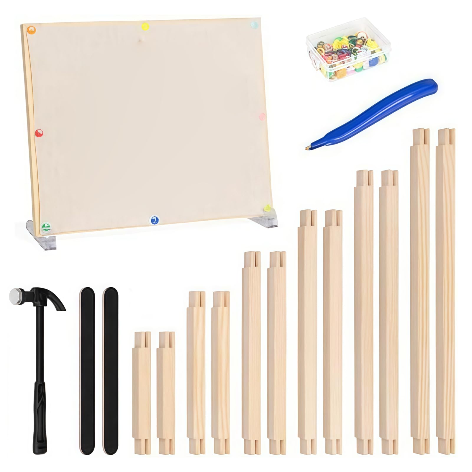 Pangboer Multicolor 12 Piece Wooden Embroidery Holder, 6 Size Frame Set With Fabric Needlepoint Frame Embroidery Holder Textile Art Hand Sewing Fabric Tension Tool Sampler Display Wooden Sewing Hobby Decor