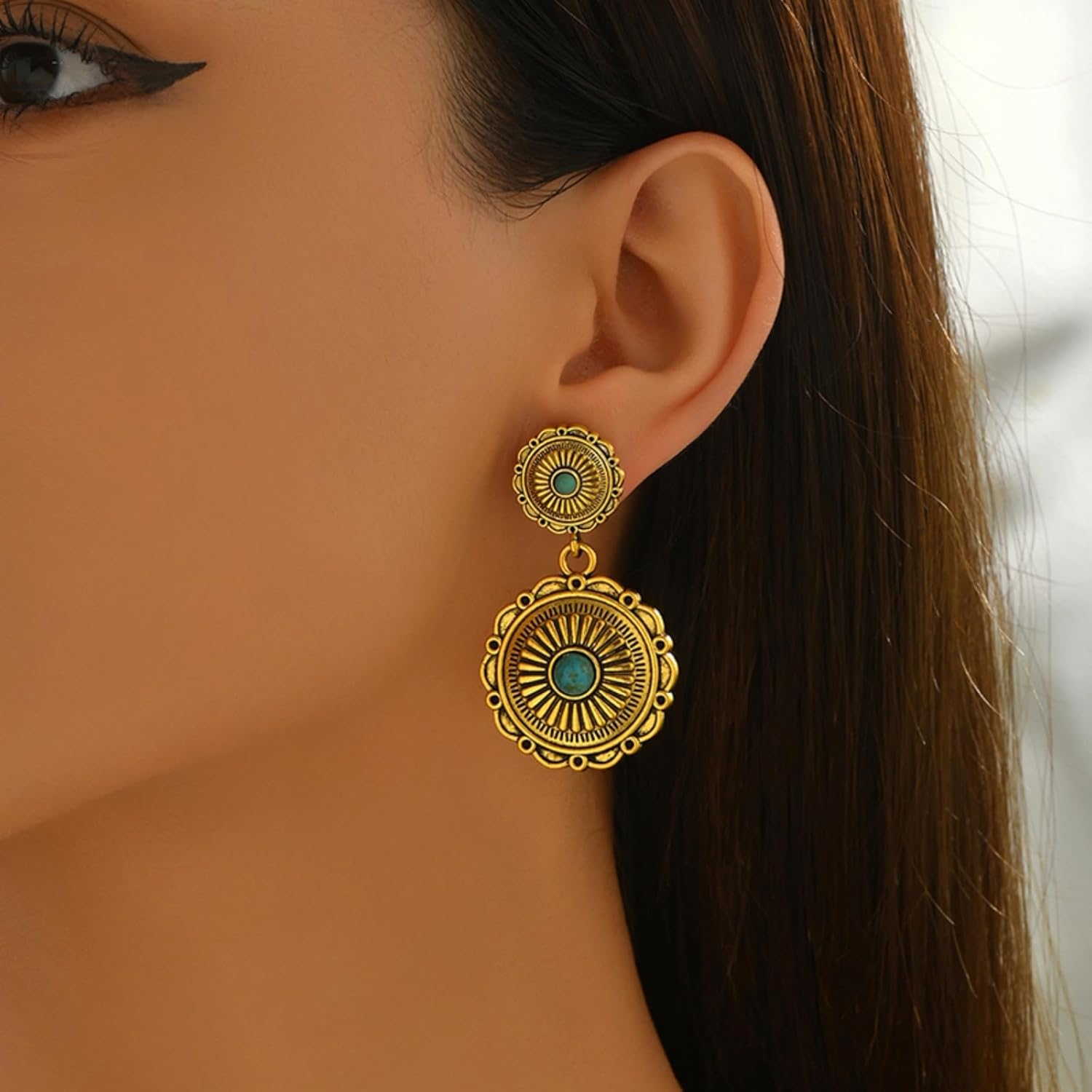 WCRAZYE Western Belt for Woman Vintage Cowgirl Earrings Belts Western Jewelry Set Country Concert Boho Outfit - Image 2