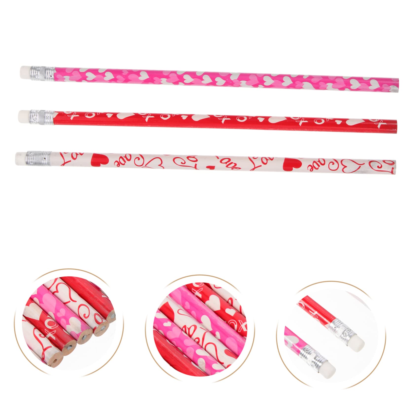 5 Sätze Liebe Bleistift Pastell Bleistifte Einziehbar Anspitzer Gummiert Led Hb Pencil Schreiblern Bleistift Multifunktions-skizzenstifte Stift Mit Herzmuster Pappel 50 Stück * 5
