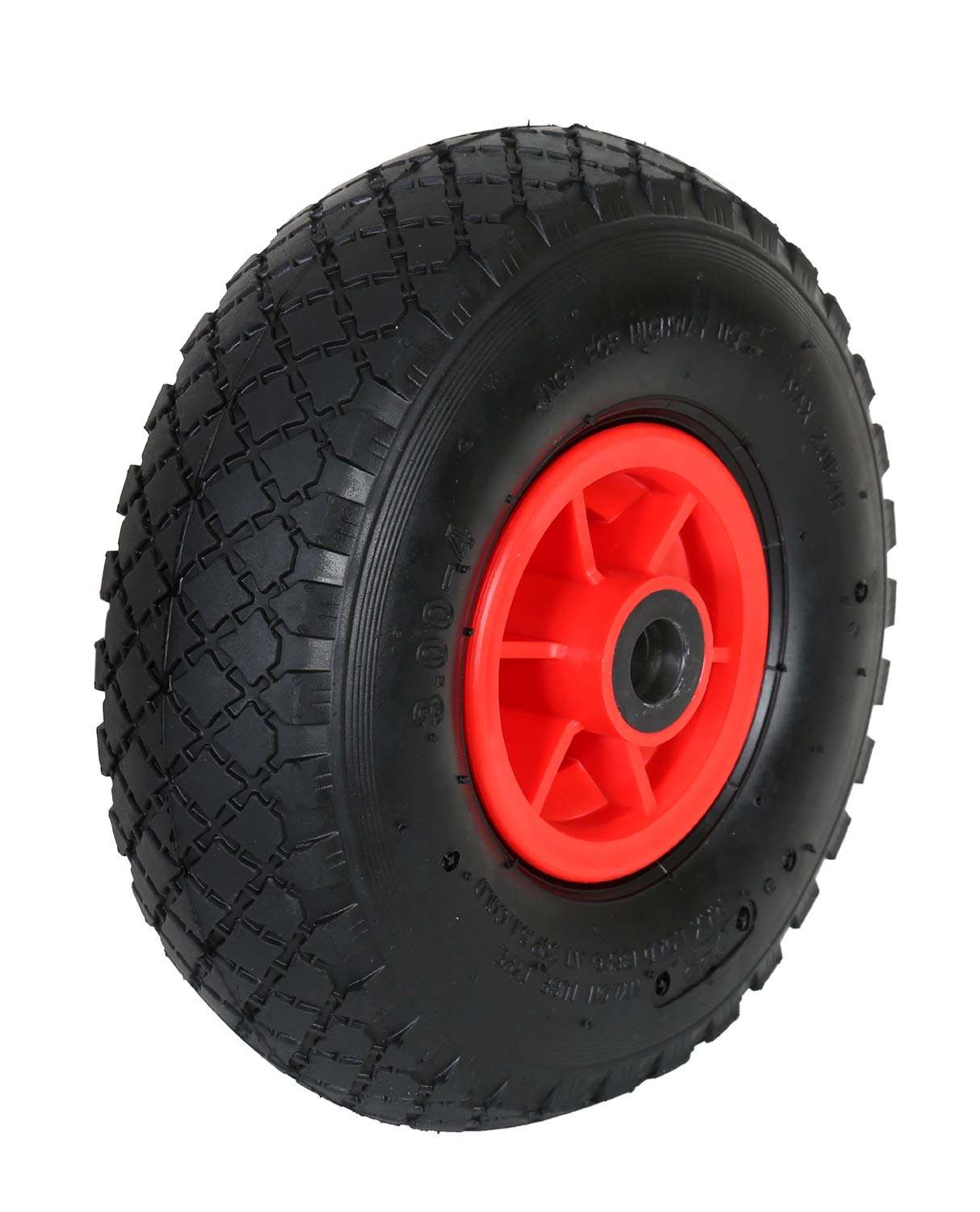 FROSAL Sackkarrenrad Luftrad mit Radbefestigung | Ersatzrad Bollerwagen 260x85 mm 3.00-4 | Rad für Sackkarre | Bollerwagenrad inkl. Achsstopfen | Radkappe | Rollenlager | Nabe 20mm/60mm (2 Stück)