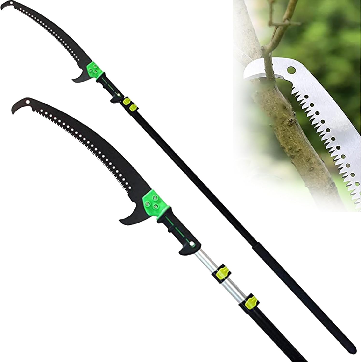GeRRiT Extendable Pruning Saw, Folding Saw, with Telescopic Handle Aluminium, Telescopic Pole Saw, for Garden, Wood, Tree, Pruning Cutting