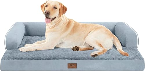 Miniatura 126 de Cama ortopédica extra grande para perros impermeable: cama de espuma viscoelástica para perros XL y extra grandes, sofá sofá, lavable con funda Azul