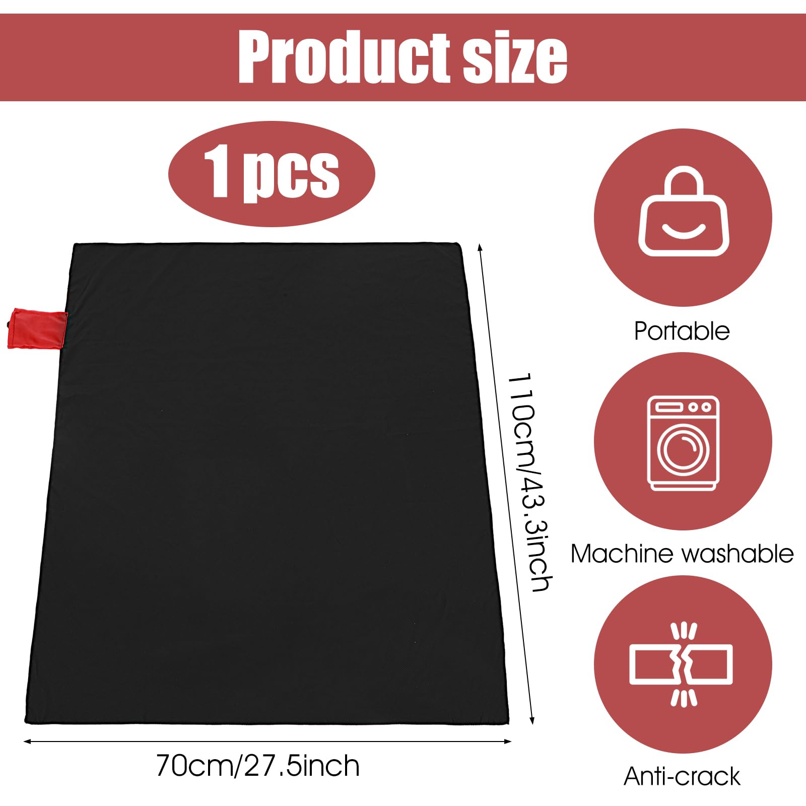 Xinjoduz 110 x 70 cm 2 w 1 koc piknikowy na plażę, wodoodporny, bez piasku, ultralekki, ultracienki, przenośny, łatwy do złożenia, na kemping, plażę, do parku, festiwalu i pikniku