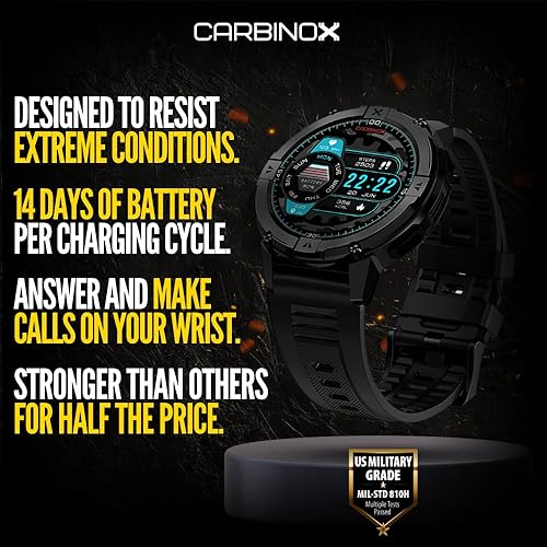 Miniatura 2 de CARBINOX X-Ranger Smart Watch Ultimate Pack (responderhacer llamadas), rastreador de actividad física IP69K impermeable, compatible con Android e