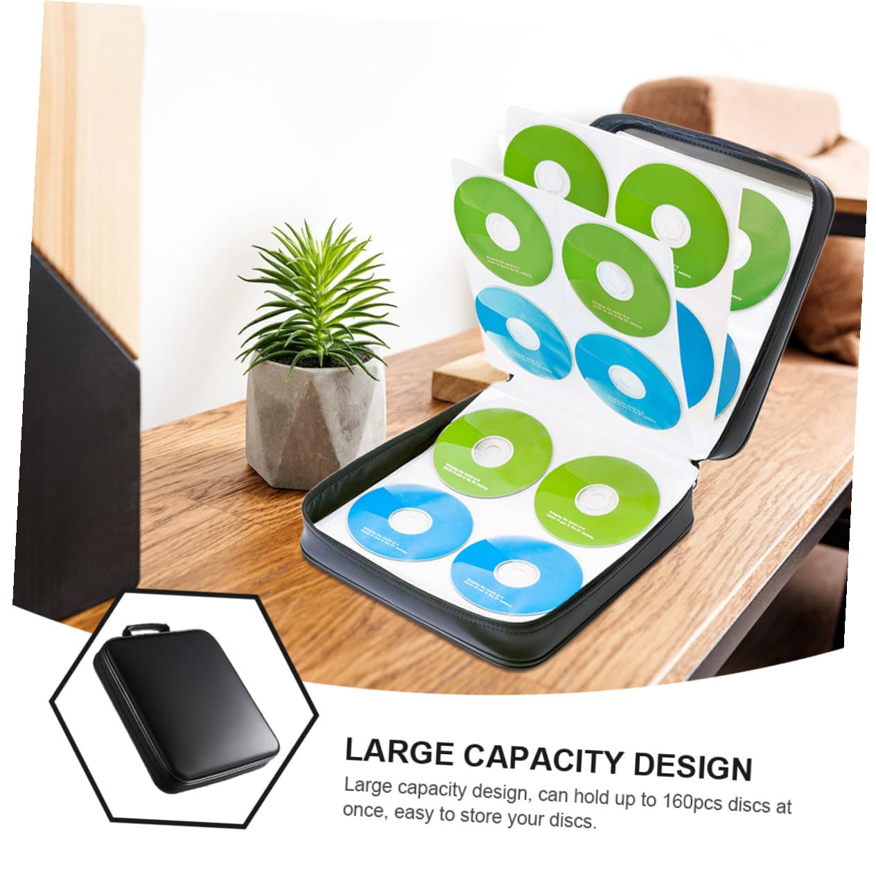 Custodia Porta CD e Dvd 160 Slot, Organizer Multimediale Cerniera Resistente, Protezione Anti Polvere e Graffi, per Casa, Auto e Viaggi