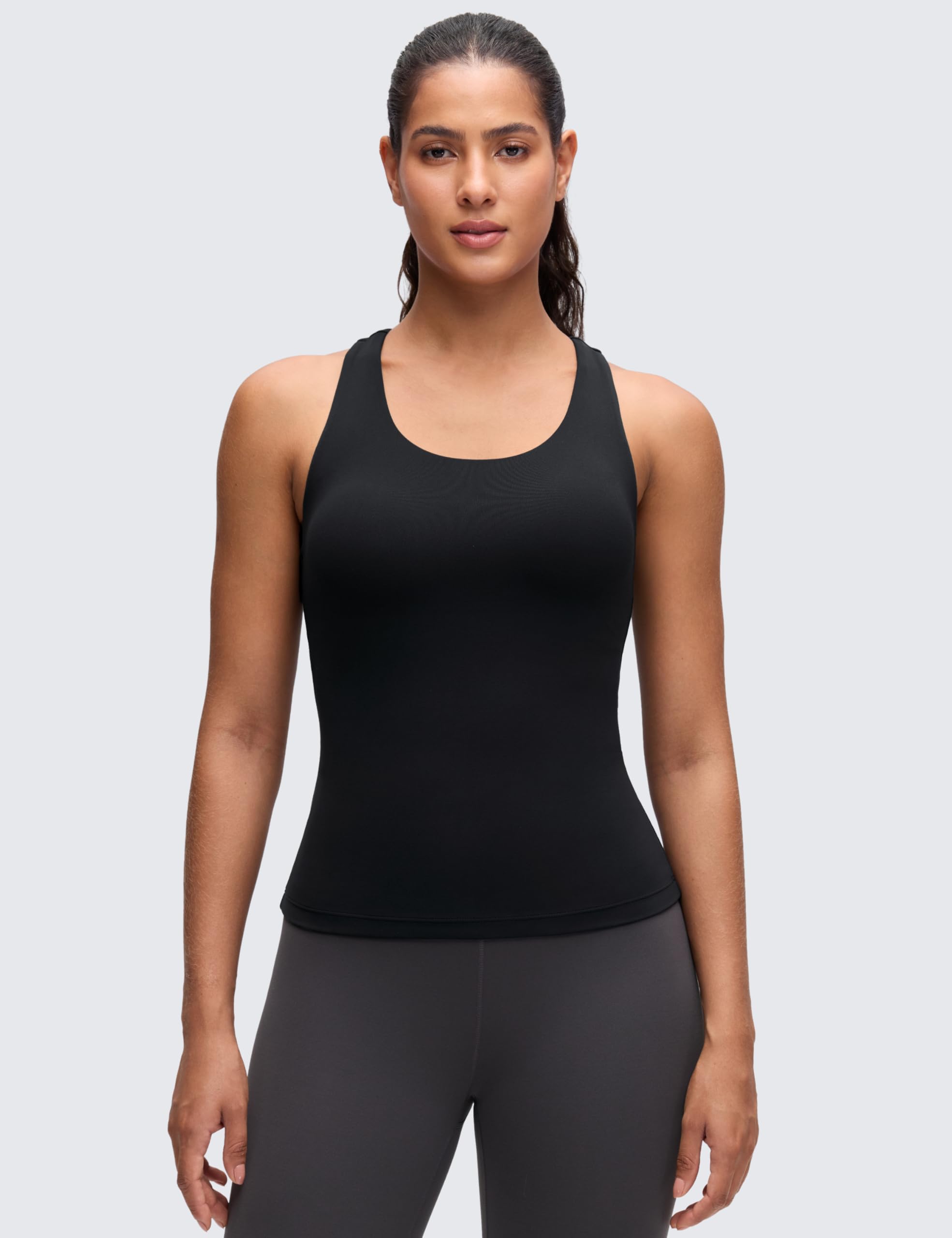 CRZ YOGA Damen Butterluxe Racerback Tank Tops mit Integriertem BH Sport Top Yoga Fitness Ärmelloses Oberteil
