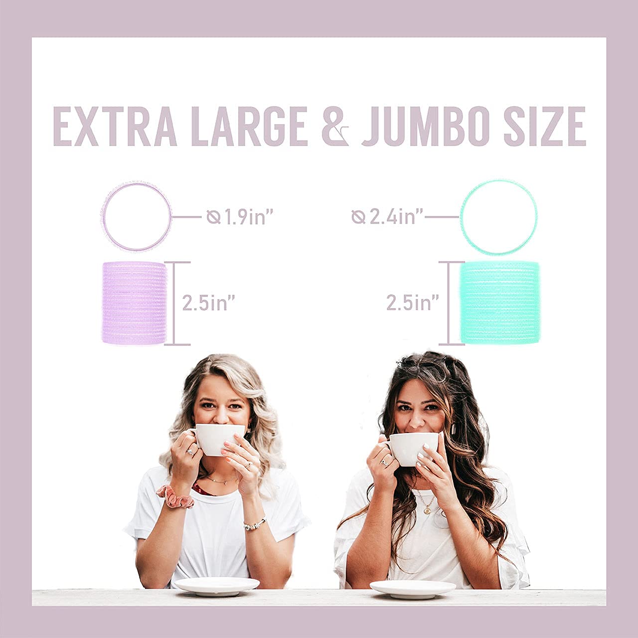 Self Grip Hair Rollers, 2 Sizes, Extra Large and Jumbo Hair Curlers | Hair Rollers with Clips | Rollers for Hair - Hair Rollers for Long Hair | 36pc Set Includes 24 Rollers, 12 Duckbill Hair Clips : Beauty & Personal Care