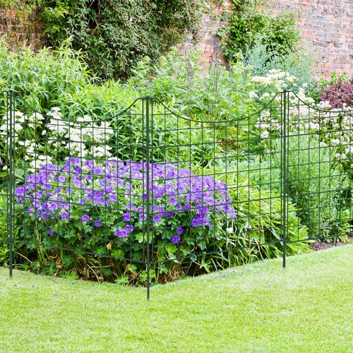 FIVMEN Teichzaun Steckzaun Metall 10 Zaunelemente inkl. 12 Befestigungsstäben Gartenzaun für Dekorative Zäun Hunde Garten, Typ B