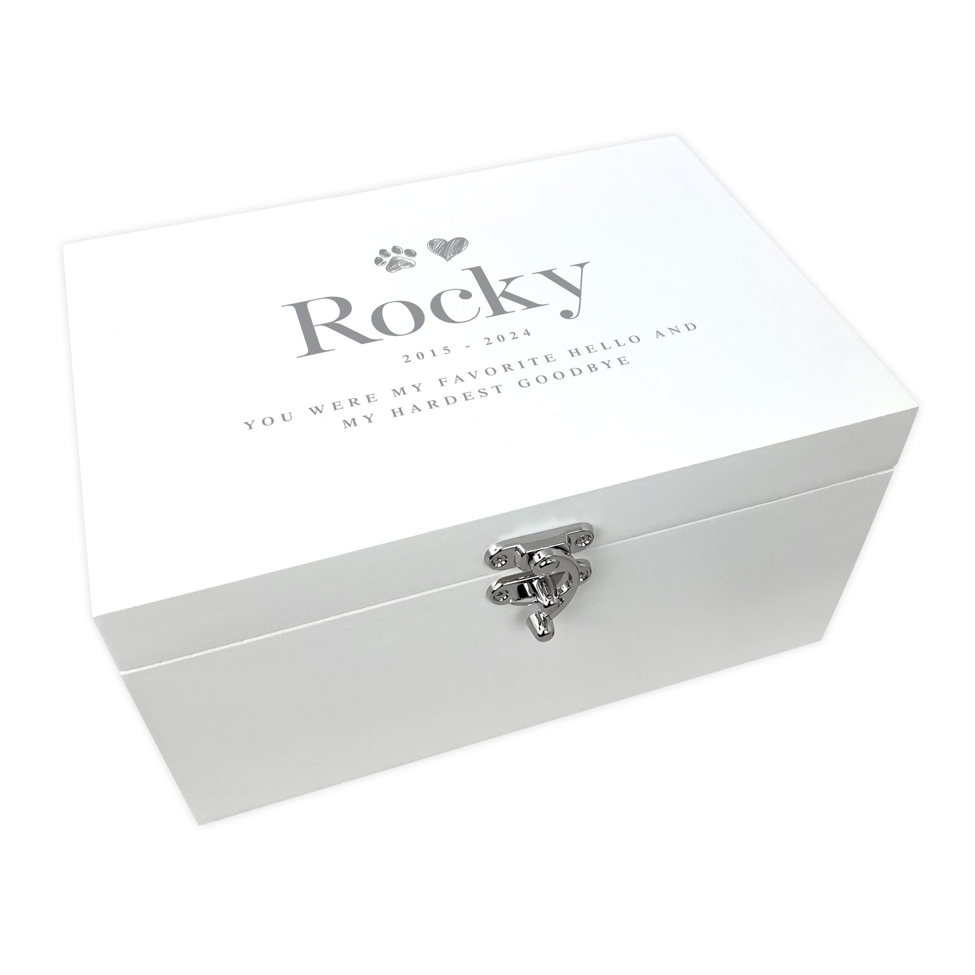 Personalised Sketch Pet Memorial White Wooden Keepsake Box | Sympathy Gift for Pet Loss | 30cm x 23cm x 18cm
