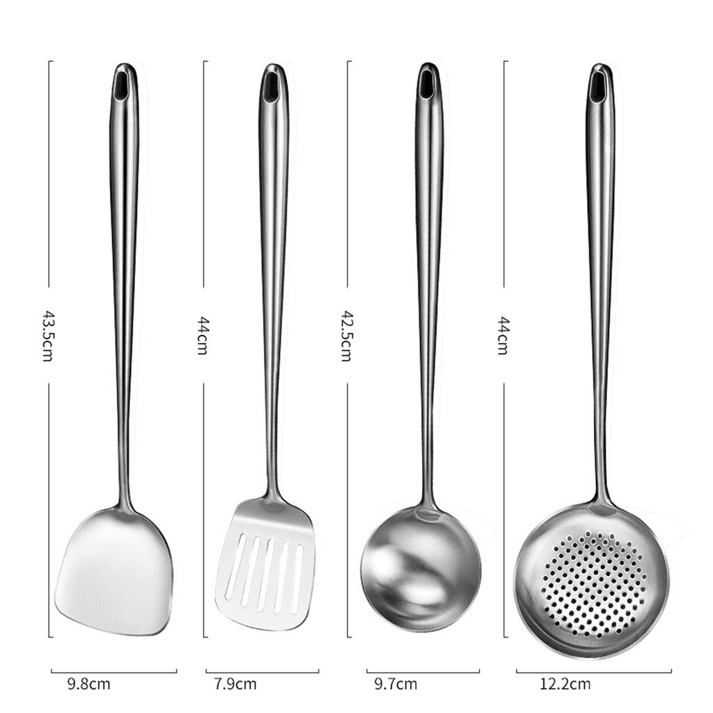 SKUZA Küchenutensilien-Set, Küchengeschirr-Set 304 Edelstahl-Kochutensilien-Set mit Schaufel, Löffel, Schaufel, Pfannenwender, hitzebeständig