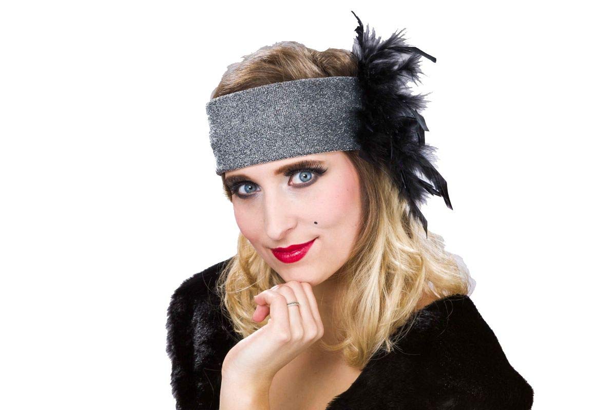 Festartikel Müller - Charleston Headband with Feather, Silver