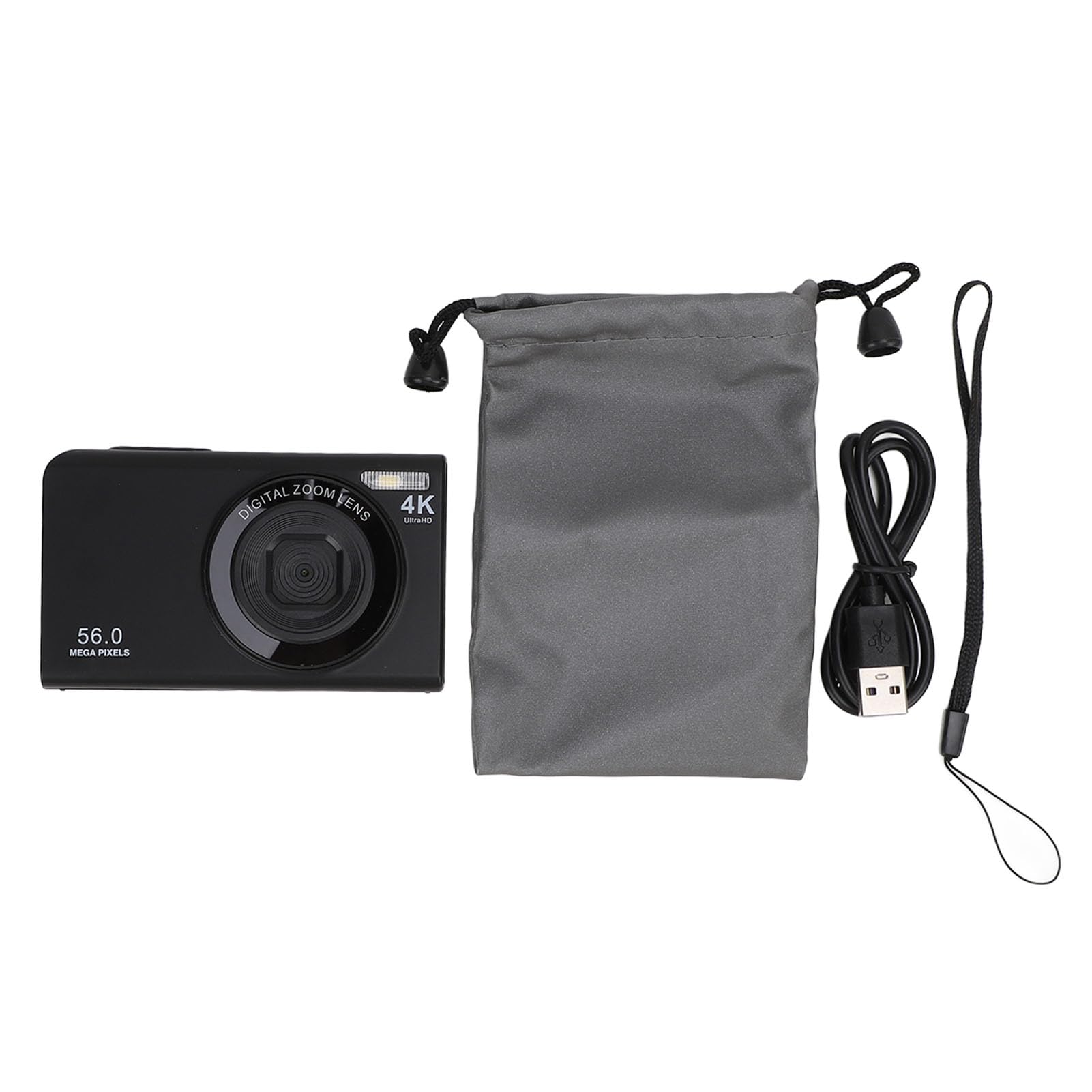 Aparat Cyfrowy, Aparat Dziecięcy Aparaty Cyfrowe 56 MP 4K Autofokus 16-krotny Zoom Cyfrowy do Aparatu (BLACK)