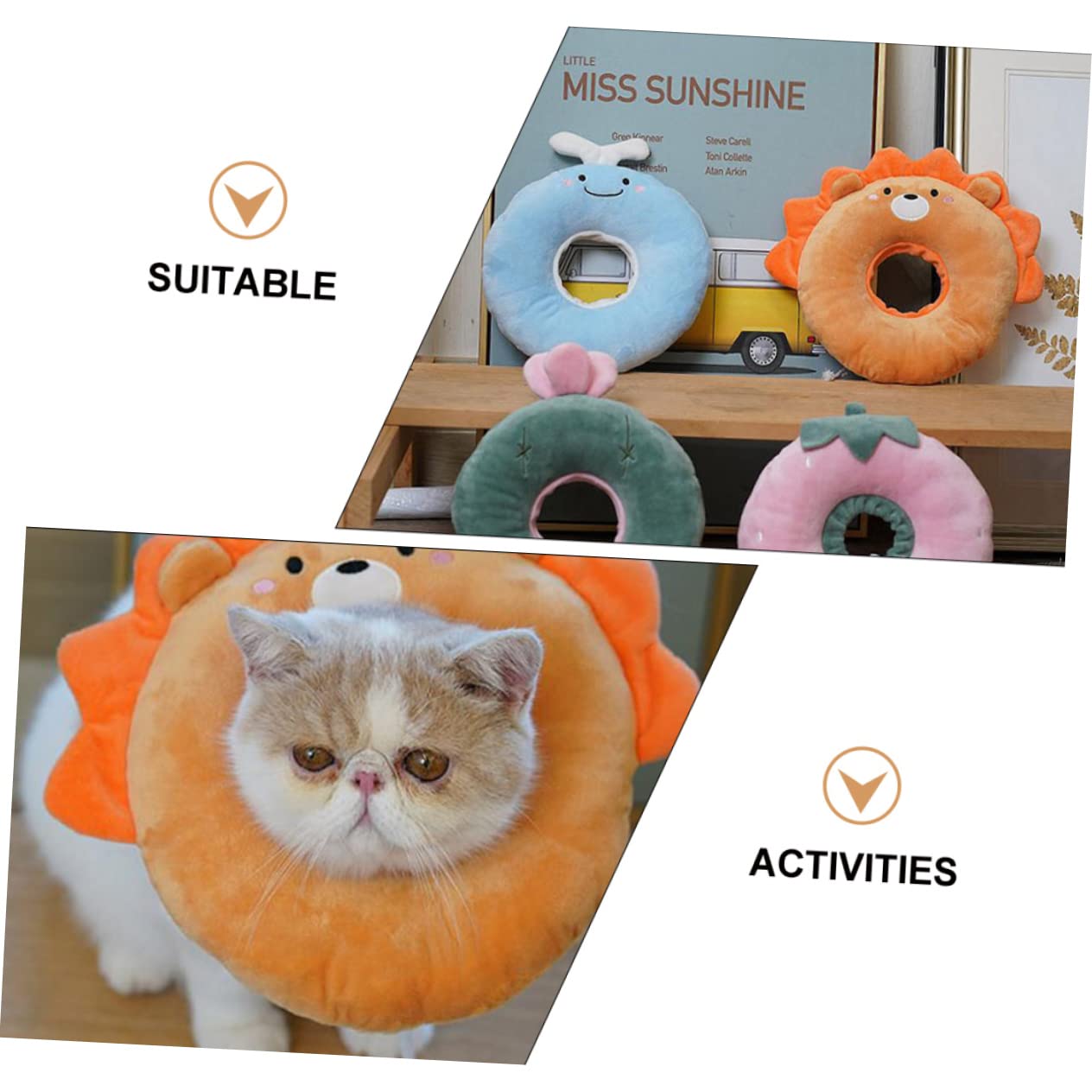 Ipetboom 3pezzi Collare Protettivo Per Gatti Design Cartone Animato Materiale Sicuro e Traspirante Adatto Per Da Ferite Previene Leccate e Graffi Misura Per La Maggior Dei Gatti