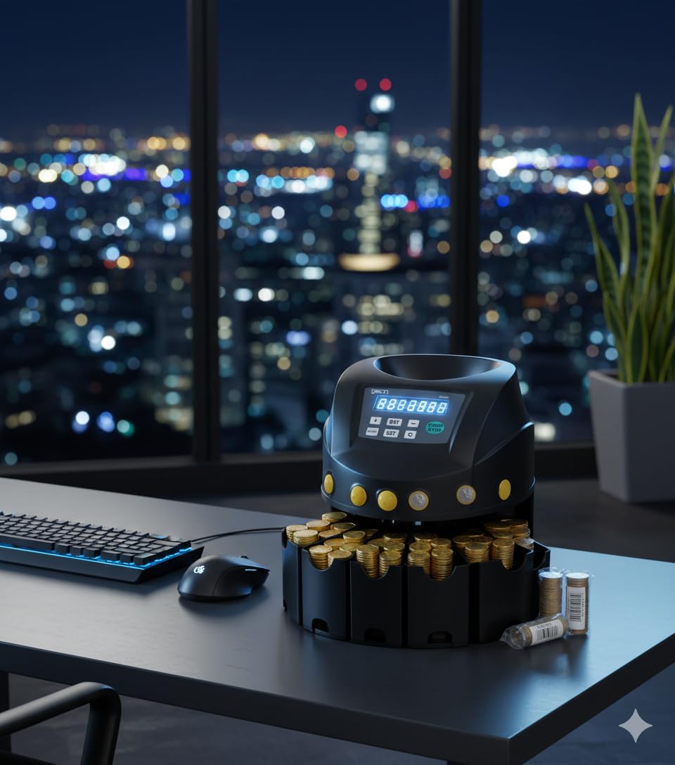 Contador de Monedas Automático Clasificador 200 Monedas/Minuto Capacidad 300-500 Compatible EUR USD Pantalla LED RS232