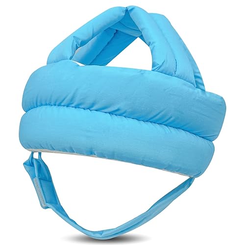 Protector de cabeza de bebé, casco de bebé para gatear, caminar, sin golpes, cabeza de seguridad ajustable para caminar, jugar (azul)