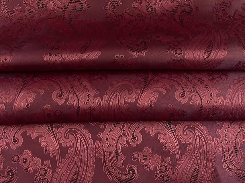 Paisley żakardowa satynowa podszewka materiał wino czerwone 10MTR