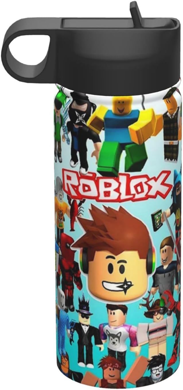 Kids Water Bottle Cartoon Vacuum Insulated Stainless Steel Cups Boys Girls Reusable Tumbler with Straw Handle Leakproof Water Bottles, 18 oz Kids Water Bottle Cartoon Vacuum Insulated Stainless Steel Cups Boys Girls Reusable Tumbler with Straw Handle Leakproof Water Bottles, 18 oz