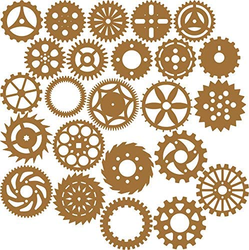 Creative Embellishments Scrapbook Laser Cut Steampunk Gears 24 Pieces 2.5 inch and 2 inch (Kraft)
